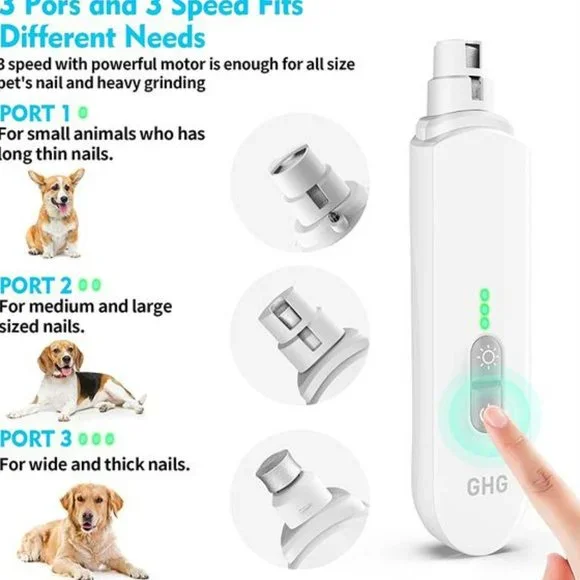 🐶Dog Nail Grinder Professional LED Lighting 3-Speed Rechargeable Pet Trimmer